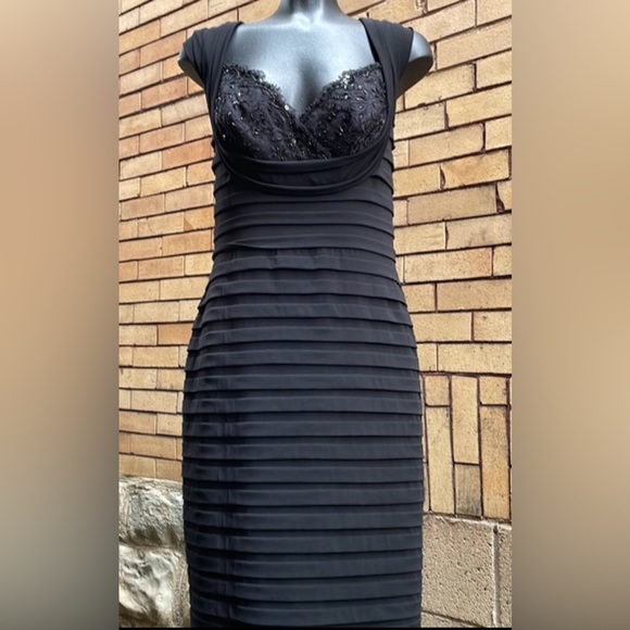 Tadashi Shoji Dresses & Skirts - Tadashi Collection Black sequins Beaded Embellished Shutter Pleat Dress Medium